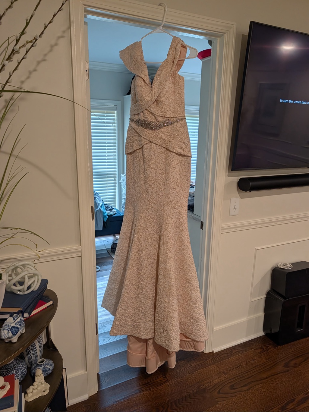 Terani Couture Blush Pink Textured Mermaid Maxi Gown